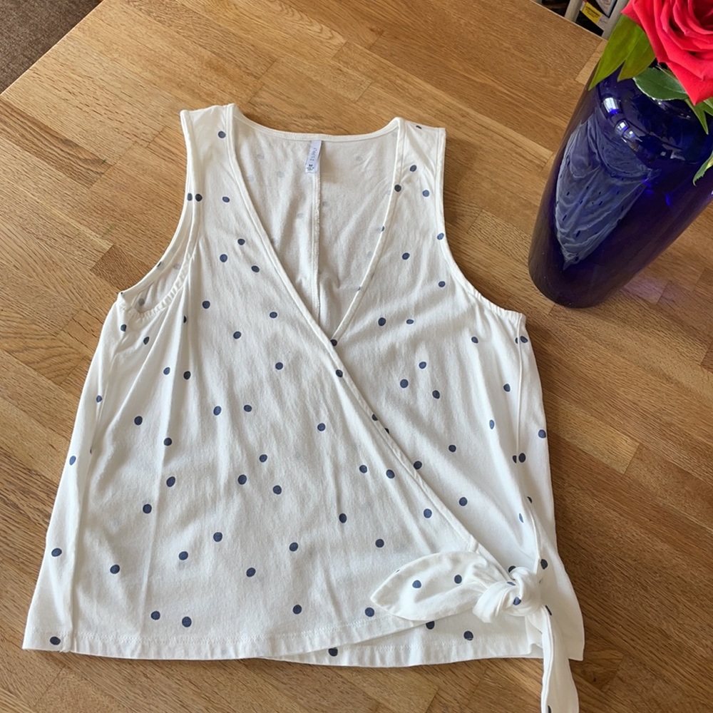 Z SUPPLY White and Blue Polka Dot Tank